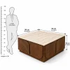 KL-3038T (8) The Attic Sculpted Leaf Coffee Table, Coffee Table for Living Room, Solid Wood Centre Table with Synthetic Travertine Top, Provential Teak Finish