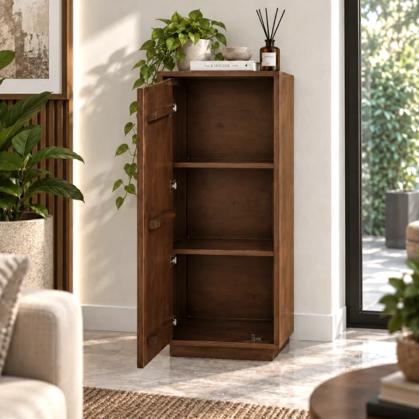 The AtticSculpted Leaf Bookshelf, Multipurpose for Living room Bed room Study, Solid Wood, Provential Teak Finish