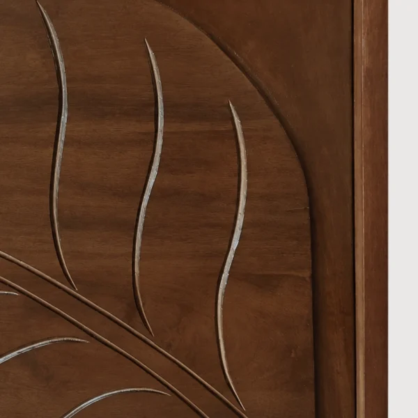 The AtticSculpted Leaf Bookshelf, Multipurpose for Living room Bed room Study, Solid Wood, Provential Teak Finish